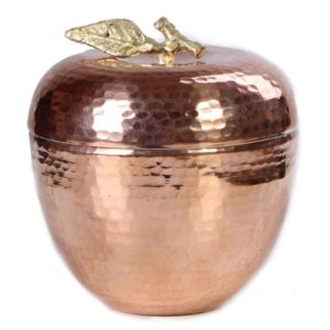 Handcrafted Persian Copper Sugar Bowl with Lid – Hammered Apple Design