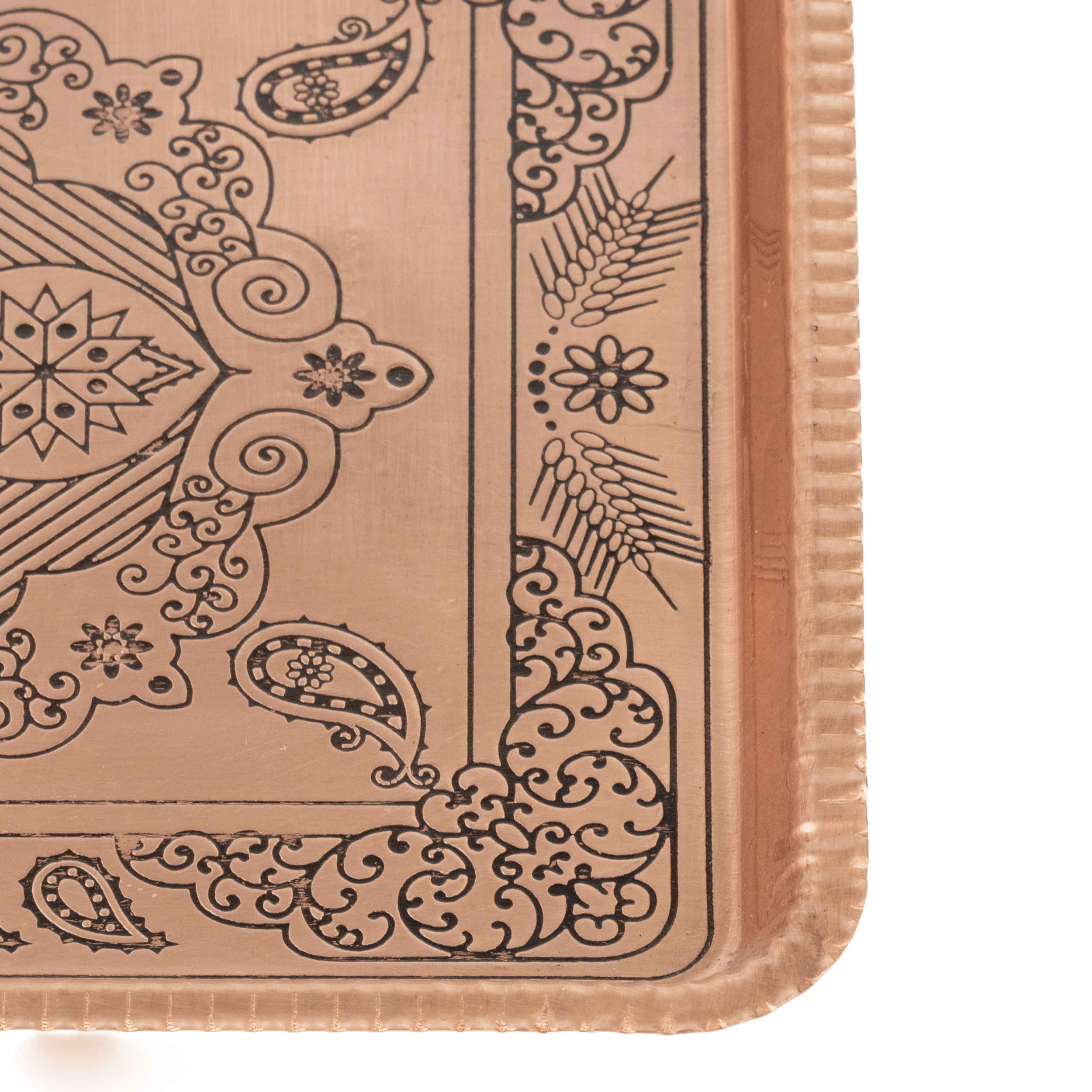Traditional Persian Copper Serving Tray – Hammered Paisley Craft Tray