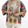 Persian Embroidered Manto for Women with Geometric Design