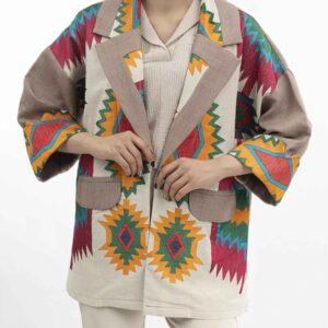 Persian Embroidered Manto for Women with Geometric Design