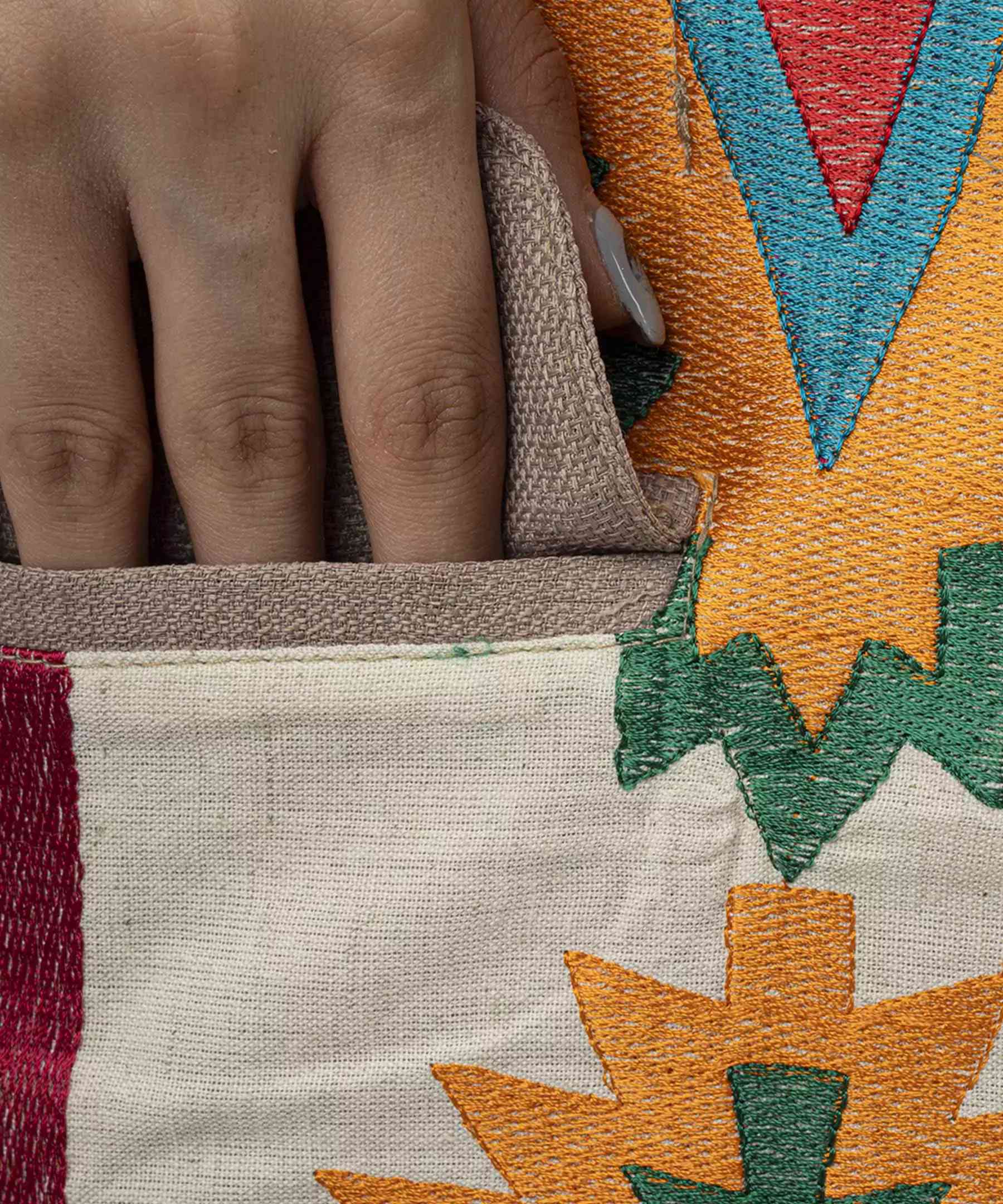 Persian Embroidered Manto for Women with Geometric Design