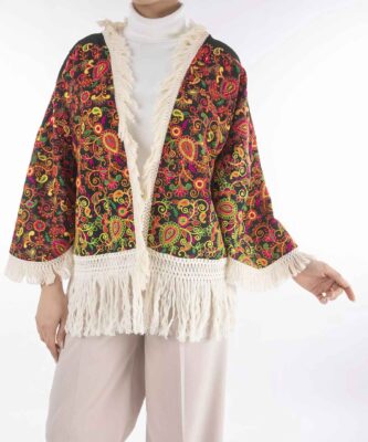 Elegant Persian Cotton Blazer Manto with Paisley Embroidery for Women