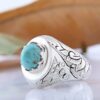 Persian Neyshabur Turquoise Silver Ring Handcrafted for Men