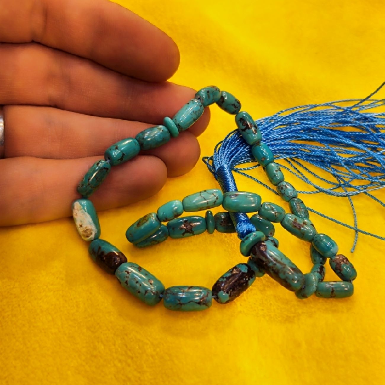 Persian Neyshabur Turquoise Rosary: Handcrafted Tasbih 33 Beads