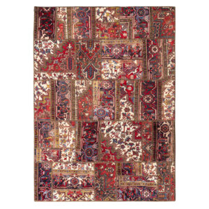 Vintage Persian Hand-Knotted Patchwork Carpet Geometric