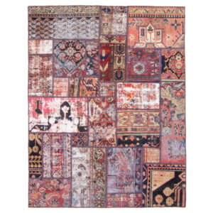 Vintage Persian Hand-Knotted Patchwork Carpet Geometric