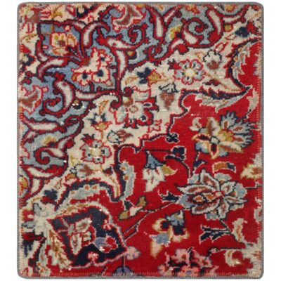 Vintage Persian Hand-Knotted Patchwork Carpet Traditional Red