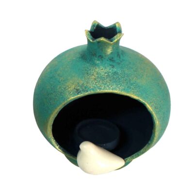Handmade Persian Pottery Tealight Candle Holder, Pomegranate Design, Decorative Artisan Candle Stand