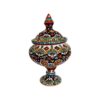 Handcrafted Persian Pottery Sugar Bowl with Lid - Minakari Enameled