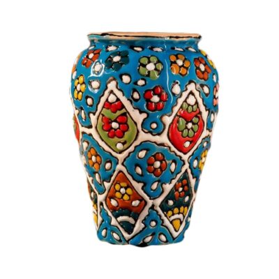 Handcrafted Persian Pottery Pen Holder for Desk - Minakari Enameled