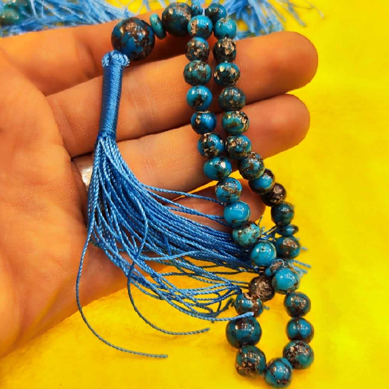 Persian Neyshabur Turquoise Rosary: Crafted with 33 Prayer Beads Tasbih