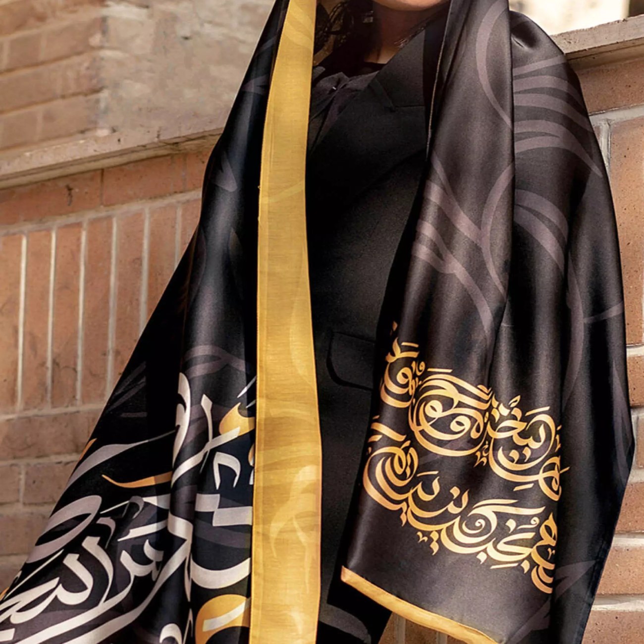 Persian Shawl Double Sided for Women with Calligraphy Print Design