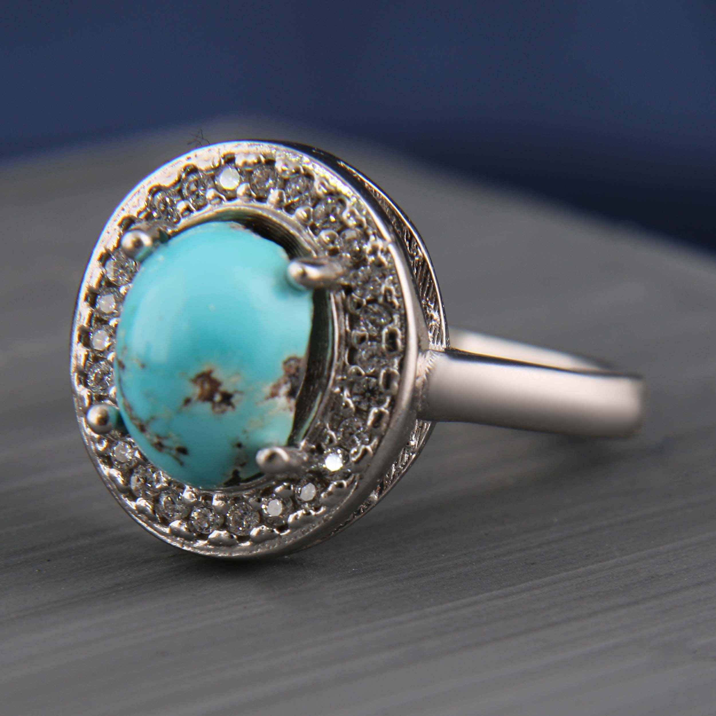 Persian Silver Jewelry Set with Natural Turquoise Gemstone