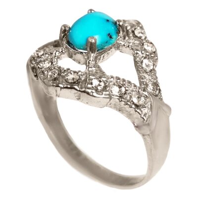 Neyshabur Turquoise Silver Gemstone Ring for Women – Neyshabur Model, Bohemian Design