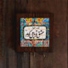 Ceramic Wall Key Holder - with Wooden Frame & Rumi Poem Tile Design