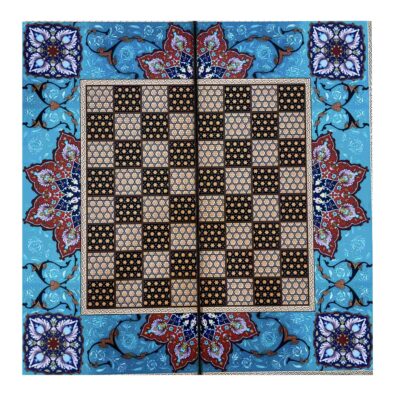 Handcrafted Persian Traditional Wooden Marquetry Chess Board with Floral Design