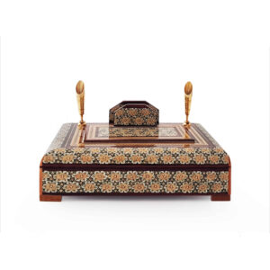 Timeless Style – Handcrafted Persian Desk Holder with Khatam Inlay