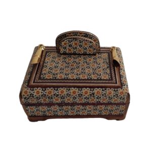 Handcrafted Persian Wooden Pen Holder for Desk – Elegance Khatamkari Art