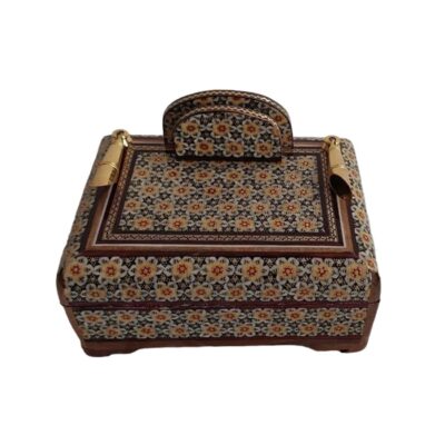 Handcrafted Persian Wooden Pen Holder for Desk - Elegance Khatamkari Art