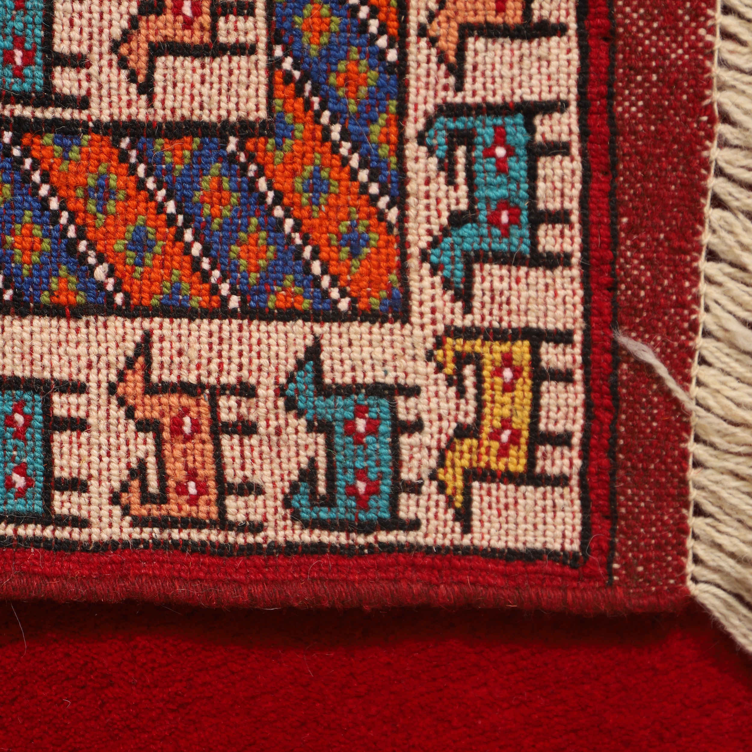Hand-Knotted Persian Khorasan Tribal Rug (Animal Motifs / Bordered) – Red Wool