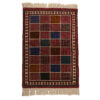 Hand-Knotted Persian Khorasan Tribal Rug (Checkered Panel Pattern) - Maroon Wool