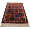 Hand-Knotted Persian Khorasan Tribal Rug (Checkered Panel Pattern) - Maroon Wool