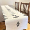 Printed Table Runner with Velvet Geometric Diamond Design