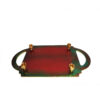 Modern Resin Serving Tray - Hand Painted Abstract Green Tray with Handles