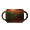 Modern Resin Serving Tray - Hand Painted Abstract Green Tray with Handles