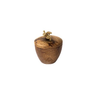 Handcrafted Wooden Sugar Bowl with Lid - Rustic Style and Floral Design
