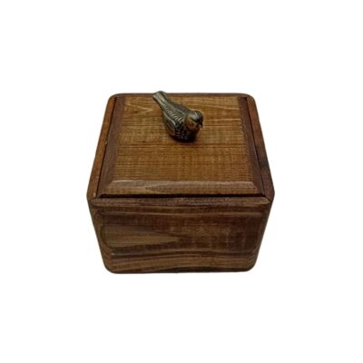 Handcrafted Wooden Sugar Bowl with Lid - Rustic Style and Bird Design