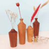 Set of Two Handcrafted Decorative Bud Vases, Skillfully Made from Natural Solid Wood for a Rustic Accent