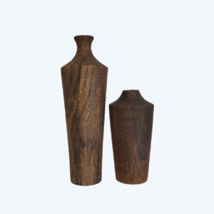 Set of Two Handcrafted Decorative Bud Vases, Skillfully Made from Natural Solid Wood for a Rustic Accent