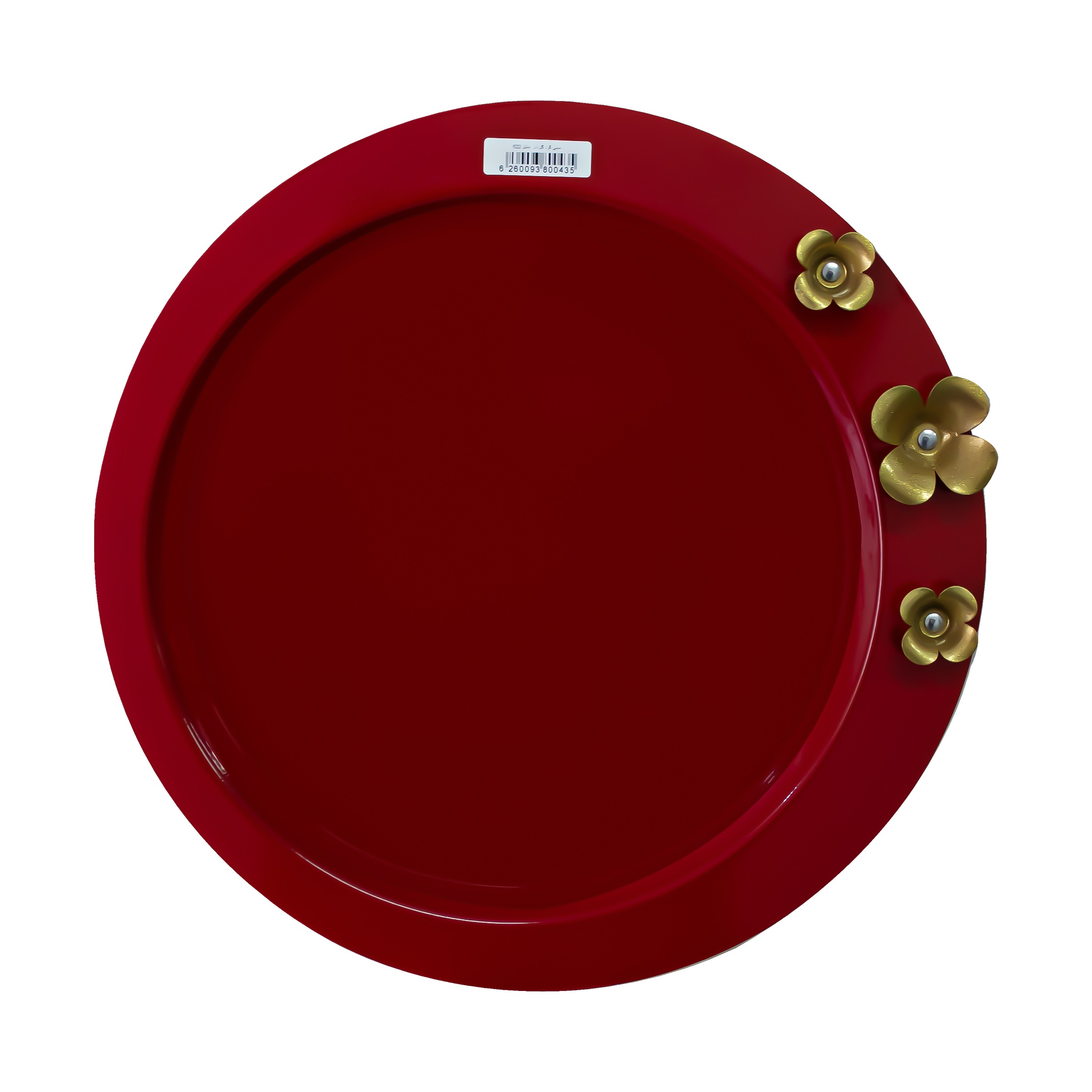 Casual Metal Serving Tray – Round Stainless Steel Golden Flower Tray