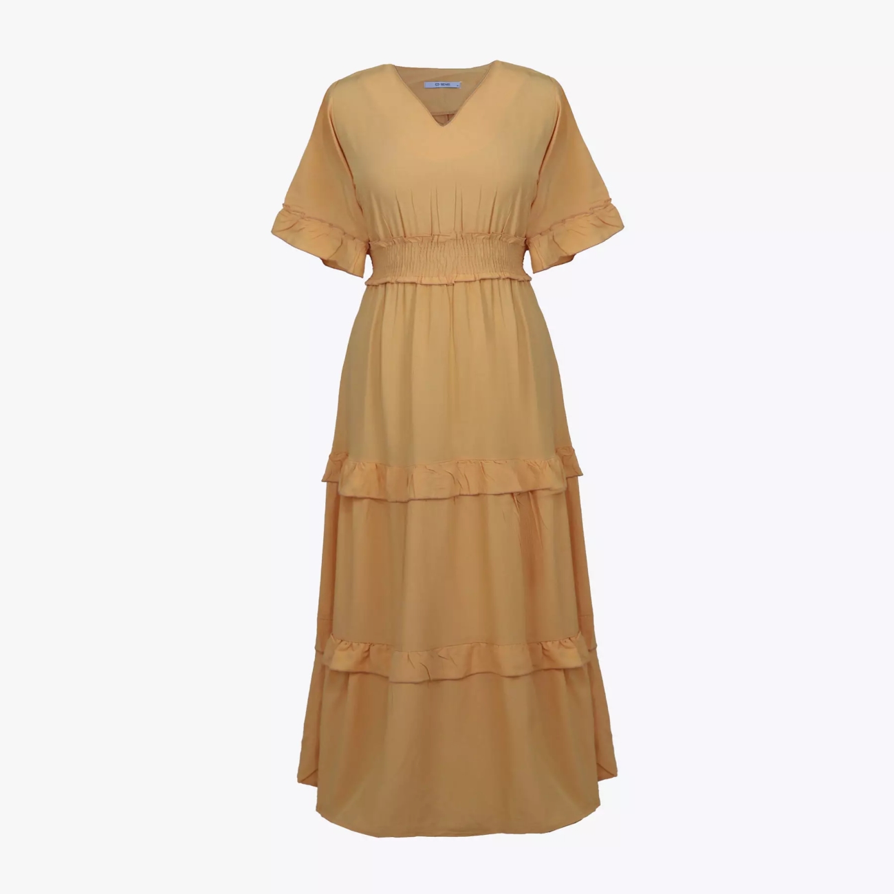 Short Sleeve Tiered Dress for Women with V Neckline