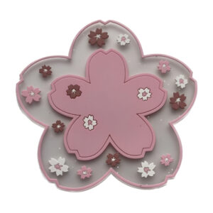 Pink Flower Design Silicone Coasters 3-Pack – Artistic & Functional Drink Protectors