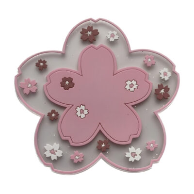 Pink Flower Design Silicone Coasters 3-Pack – Artistic & Functional Drink Protectors