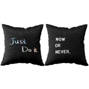 Velvet Cushion Cover Double-Sided – Motivational Quote Design (Set of 2)