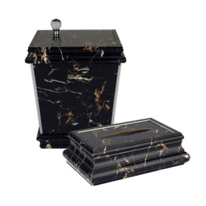 Waste Basket & Tissue Box Cover Set Marble Design