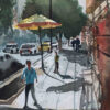 Original Realism Painting - Watercolor on Cardboard, Tehran Street by Bijan Ghahramani