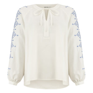 Long Sleeve Blouse for Women with Geometric Design