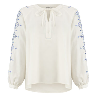 Women's Geometric Long Sleeve Blouse with Casual Style and Decorative Pattern