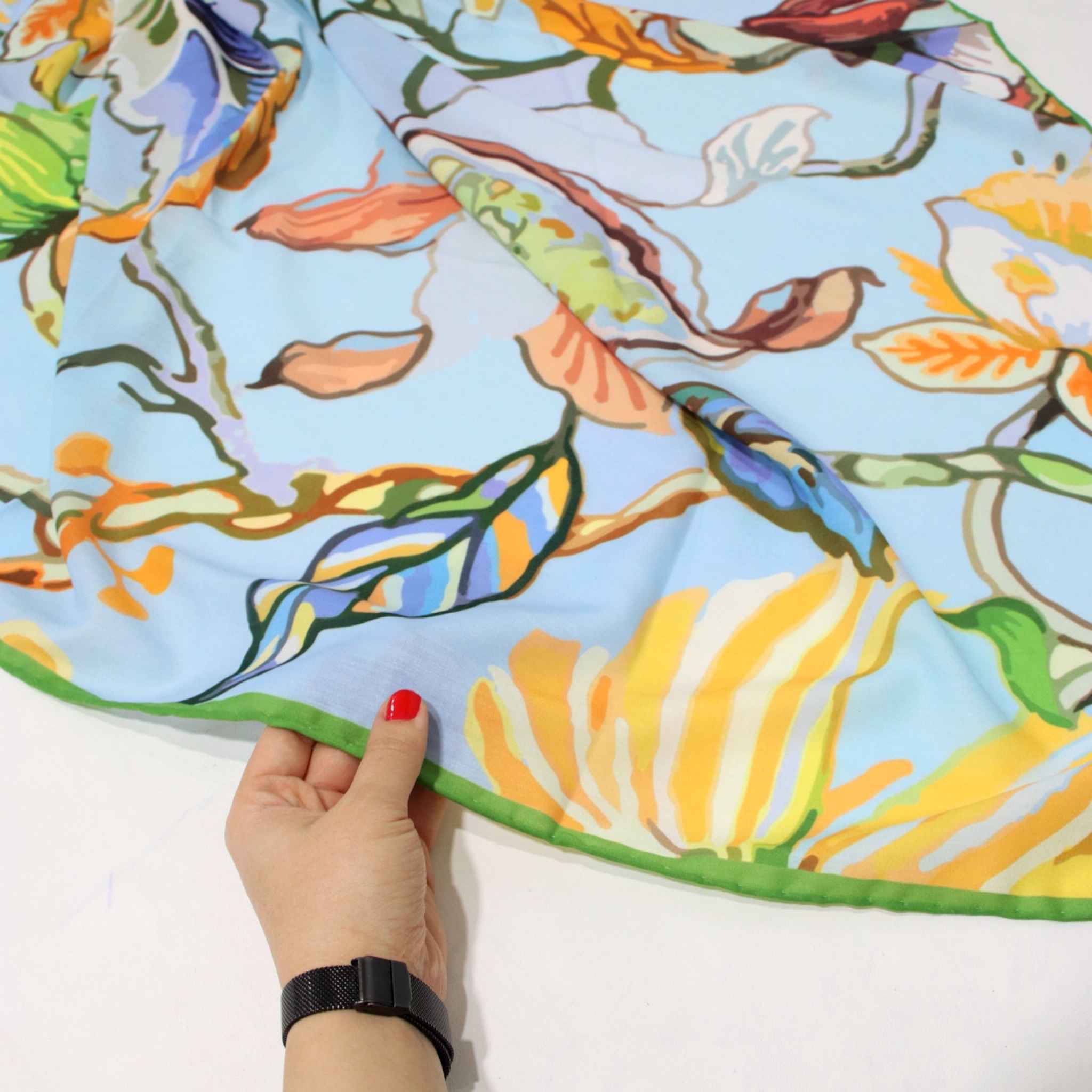Women’s Cotton Scarf – Blue Floral Design