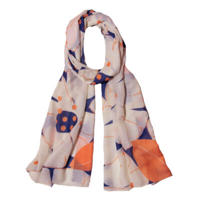 Women's Shawl with Silk Watercolor Print Design