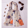 Women's Shawl with Silk Watercolor Print Design