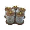 Wooden Canister Jar with Glass Deer Design - 5 Pieces