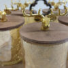 Wooden Canister Jar with Glass Deer Design - 5 Pieces