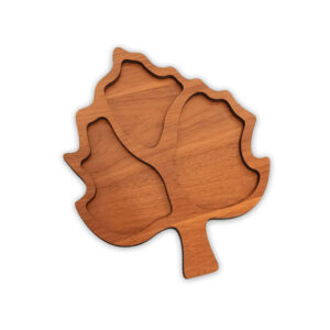 Set of 2 Minimalist Leaf-Shaped Wooden Serving Trays