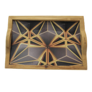 Minimalist Wooden Serving Tray – Rectangular Geometric Artistic Tray