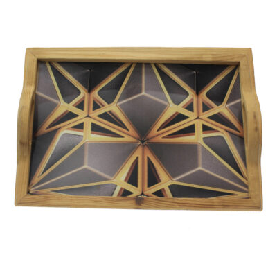 Minimalist Wooden Serving Tray - Rectangular Geometric Artistic Tray